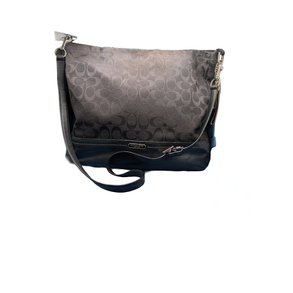 COACH Crossbody Black Signature Canvas Leahter Accents Chrome Hardware